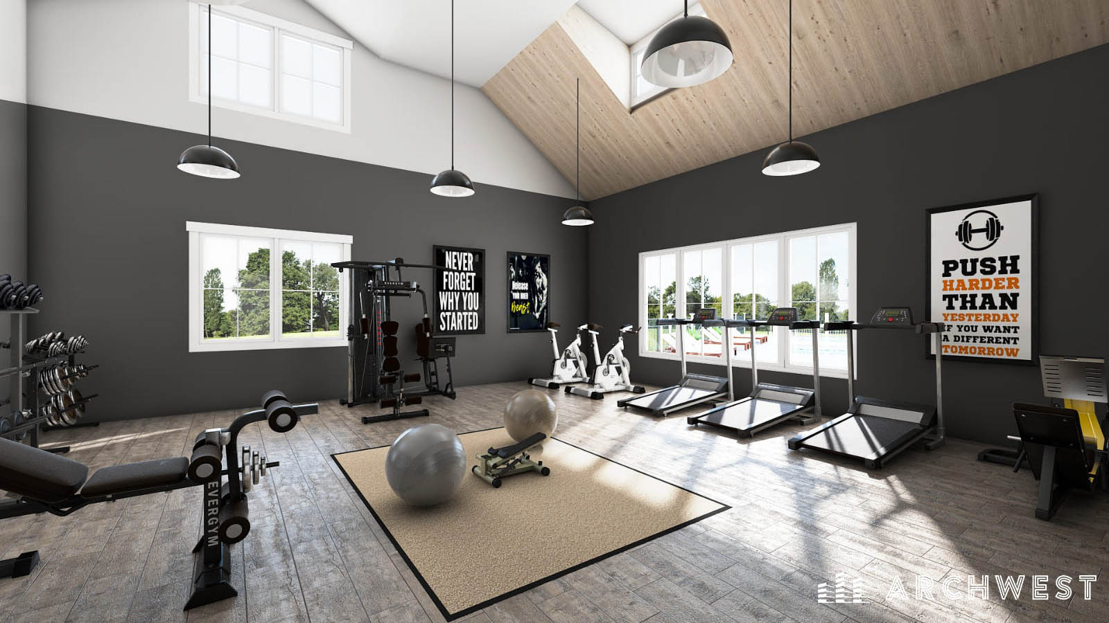 22. 3D Render of a Gym Workout Area